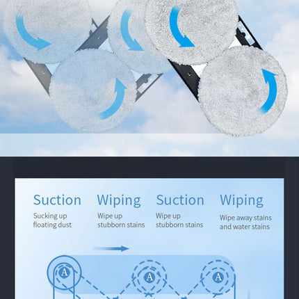 Smart Robot Window Cleaner - Automatic Glass Cleaning Washer with Remote Control - 2800Pa Suction & UPS Safety System - Includes 10 Microfibre Pads