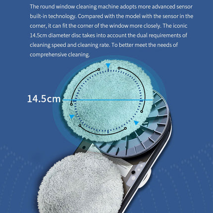 Smart Robot Window Cleaner - Automatic Glass Cleaning Washer with Remote Control - 2800Pa Suction & UPS Safety System - Includes 10 Microfibre Pads