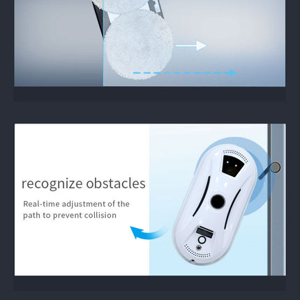 Smart Robot Window Cleaner - Automatic Glass Cleaning Washer with Remote Control - 2800Pa Suction & UPS Safety System - Includes 10 Microfibre Pads