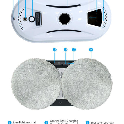 Smart Robot Window Cleaner - Automatic Glass Cleaning Washer with Remote Control - 2800Pa Suction & UPS Safety System - Includes 10 Microfibre Pads
