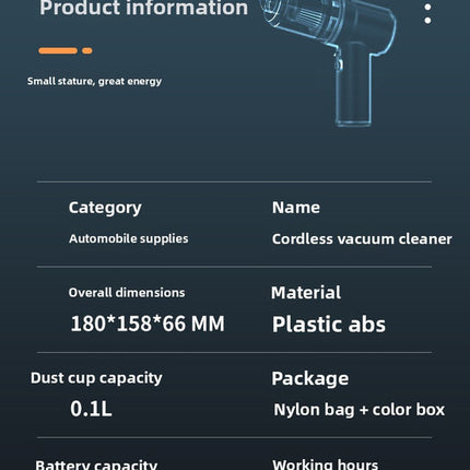 Cordless Handheld Car Vacuum Cleaner 2-in-1 Air Duster Blower 120W High Power Portable Mini Detailer for Auto Home Office Morant Blue