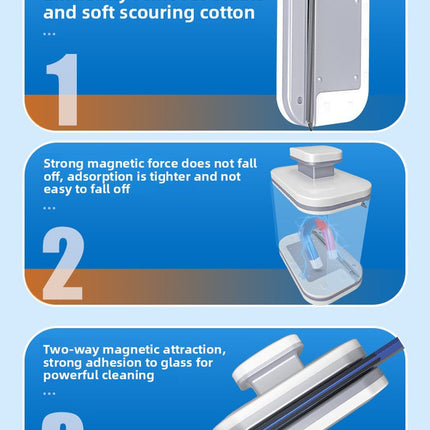 Magnetic Double Sided Window Cleaner for 15-26mm Double Glazed Glass High Rise Safety Wiper Tool White