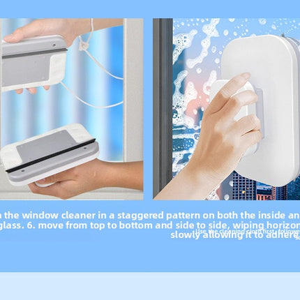Magnetic Double Sided Window Cleaner for 15-26mm Double Glazed Glass High Rise Safety Wiper Tool White