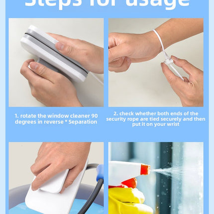 Magnetic Double Sided Window Cleaner for 18-30mm Double Glazed Glass High Rise Safety Wiper Tool White
