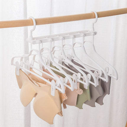 2-SET Space-Saving 6-in-1 Foldable Hanger Set Multi-Functional Closet Organizer Clothes Drying Rack with Pant Clips (Gray & Gray Clip Upgrade Edition) Ideal for Homes and Dorm Rooms