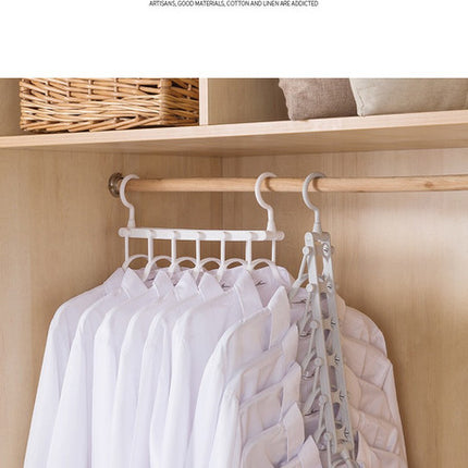 2-SET Space-Saving 6-in-1 Foldable Hanger Set Multi-Functional Closet Organizer Clothes Drying Rack with Pant Clips (Gray & Gray Clip Upgrade Edition) Ideal for Homes and Dorm Rooms