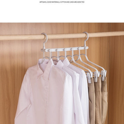 2-SET Space-Saving 6-in-1 Foldable Hanger Set Multi-Functional Closet Organizer Clothes Drying Rack with Pant Clips (Gray & Gray Clip Upgrade Edition) Ideal for Homes and Dorm Rooms
