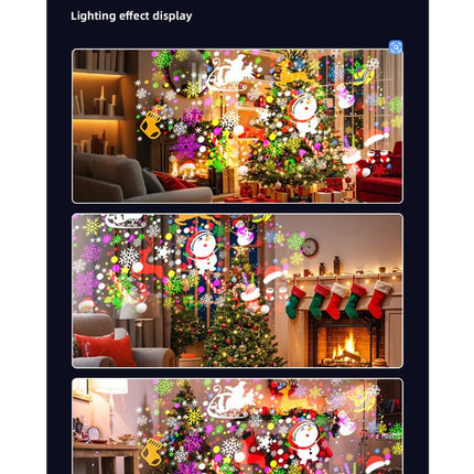 White Christmas LED Projection Lights Portable USB Holiday Atmosphere Lights 360-Degree Rotating Base Ideal for Indoor Home Decor and Party Decorations Christmas Snowflake Patterns