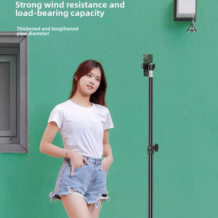 1.7m Black Tripod Stand with Phone Holder Adjustable Floor Stand for Live Streaming Vlogging Overhead Video Recording Makeup Kit with Carry Bag