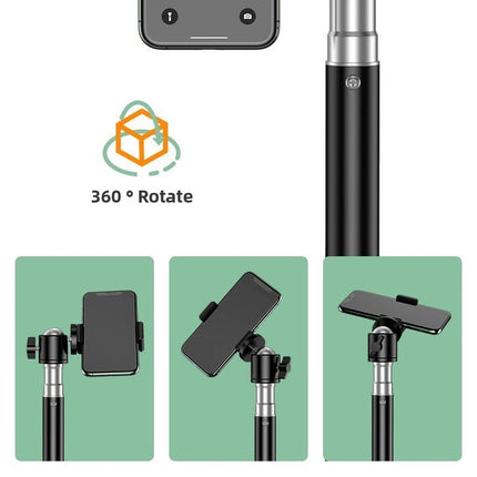 1.7m Black Tripod Stand with Phone Holder Adjustable Floor Stand for Live Streaming Vlogging Overhead Video Recording Makeup Kit with Carry Bag