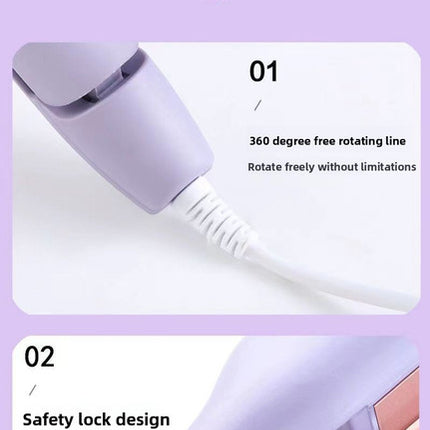 32mm French Style Hair Waver Curler Mermaid Waves Iron V-Shape Barrel Negative Ion Fast Heating Styling Tool Pink AU Plug