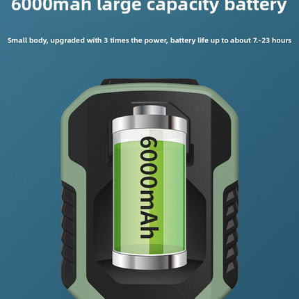Portable Waist Clip Fan 6000mAh Rechargeable Personal Air Conditioner with Power Bank Function Heavy Duty Wearable Belt Fan for Tradies Camping and Outdoor Work Green