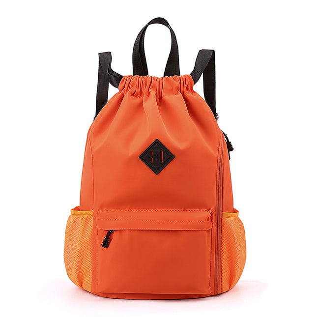 Large Drawstring Backpack Waterproof Gym Bag Lightweight Sports (Red)