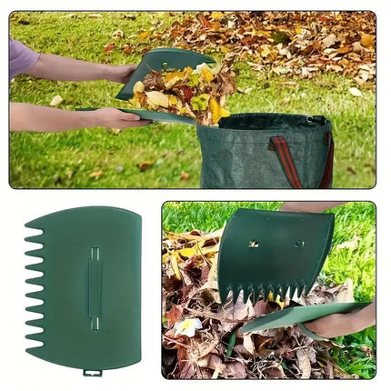 Pair of Horticultural Leaf Rake Hand Tools Set Large Plastic Claw Grabber Ideal for Collecting Yard Debris, Grass Clippings, and Scraps Army green