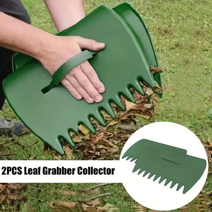 Pair of Horticultural Leaf Rake Hand Tools Set Large Plastic Claw Grabber Ideal for Collecting Yard Debris, Grass Clippings, and Scraps Light green