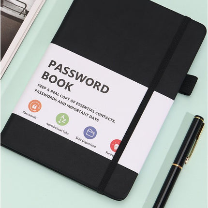 Rose Gold Password Book with Alphabetical Tabs B6 Hardcover Internet Address Logbook & Password Organizer with Pen Loop Elastic Band and Inner Pocket