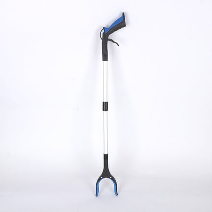 Blue and Black Handle Foldable Grabber Reacher Tool - 83cm Aluminium Litter Picker with Magnetic Tip - Lightweight Mobility Aid for Garden & Home Rubbish Cleanup