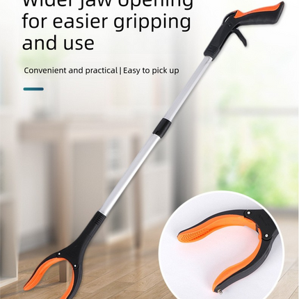 Orange and Black Handle Foldable Grabber Reacher Tool - 83cm Aluminium Litter Picker with Magnetic Tip - Lightweight Mobility Aid for Garden & Home Rubbish Cleanup