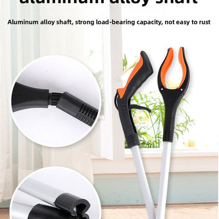 Orange and Black Handle Foldable Grabber Reacher Tool - 83cm Aluminium Litter Picker with Magnetic Tip - Lightweight Mobility Aid for Garden & Home Rubbish Cleanup