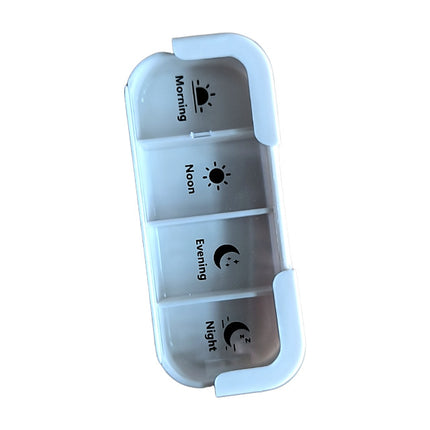 Weekly Pill Organiser White Tower - 7 Day Medicine Storage Box with 4 Daily Compartments (Morning, Noon, Evening, Night) - Portable Slide-Out Trays for Vitamins & Supplements