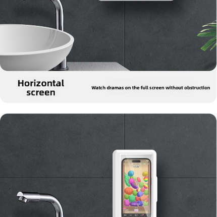 Waterproof Shower Phone Holder Green Wall Mount - 360° Rotating Retractable Anti-Fog Touch Screen Case for Bathroom & Kitchen - Fits Phones up to 6.8 Inch