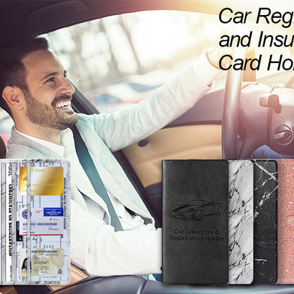 Car Registration and Insurance Holder Gold Glitter - Luxury Bling Vehicle Document Wallet - Slim Glove Box Organiser for Rego Papers, Logbook & ID Cards - Sparkle PU Leather