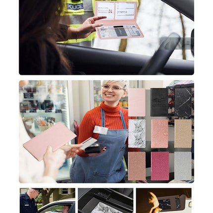 Car Registration and Insurance Holder Gold Glitter - Luxury Bling Vehicle Document Wallet - Slim Glove Box Organiser for Rego Papers, Logbook & ID Cards - Sparkle PU Leather