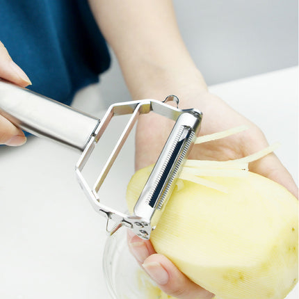 Premium Stainless Steel Dual Peeler & Julienne Cutter - 2-in-1 Vegetable Slicer with Swivel Blade - Heavy Duty Multi-Function Kitchen Tool for Potatoes, Carrots & Fruit
