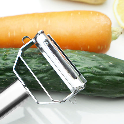 Premium Stainless Steel Dual Peeler & Julienne Cutter - 2-in-1 Vegetable Slicer with Swivel Blade - Heavy Duty Multi-Function Kitchen Tool for Potatoes, Carrots & Fruit