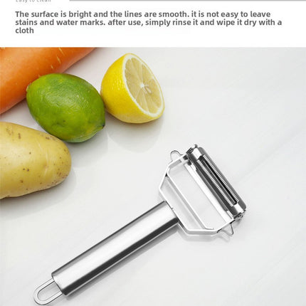 Premium Stainless Steel Dual Peeler & Julienne Cutter - 2-in-1 Vegetable Slicer with Swivel Blade - Heavy Duty Multi-Function Kitchen Tool for Potatoes, Carrots & Fruit