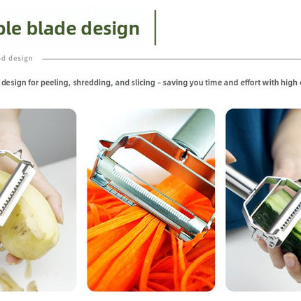 Premium Stainless Steel Dual Peeler & Julienne Cutter - 2-in-1 Vegetable Slicer with Swivel Blade - Heavy Duty Multi-Function Kitchen Tool for Potatoes, Carrots & Fruit