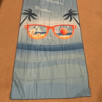 Sand Free Microfibre Beach Towel - Quick Dry Lightweight Travel Towel 80x160cm - 3D Sunglasses Print for Summer, Pool & Camping