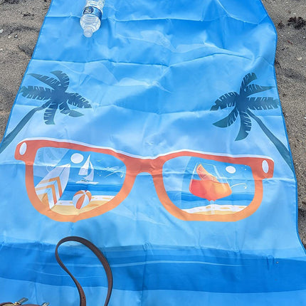 Sand Free Microfibre Beach Towel - "Hello Summer" Pool Print Quick Dry Travel Towel 70x150cm(200GSM) - Lightweight Absorbent for Beach, Swimming & Camping