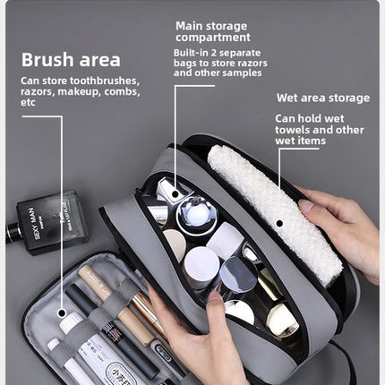 Large Waterproof Men's Toiletry Bag 3-Layer Travel Dopp Kit with Wet Dry Separation Portable Shower Organiser for Gym Business & Holiday Grey