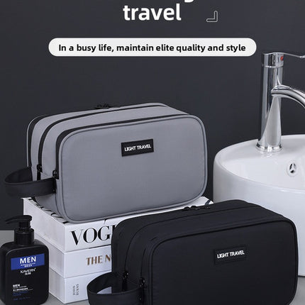 Large Waterproof Men's Toiletry Bag 3-Layer Travel Dopp Kit with Wet Dry Separation Portable Shower Organiser for Gym Business & Holiday Grey
