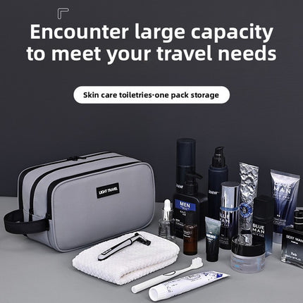 Large Waterproof Men's Toiletry Bag 3-Layer Travel Dopp Kit with Wet Dry Separation Portable Shower Organiser for Gym Business & Holiday Grey