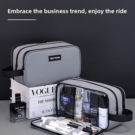 Large Waterproof Men's Toiletry Bag 3-Layer Travel Dopp Kit with Wet Dry Separation Portable Shower Organiser for Gym Business & Holiday Black