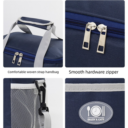 Insulated Lunch Bag Thermal Cooler Tote with Adjustable Shoulder Strap Waterproof Lining for Work School & Picnics Navy Blue Small