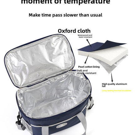 Insulated Lunch Bag Thermal Cooler Tote with Adjustable Shoulder Strap Waterproof Lining for Work School & Picnics Navy Blue Small