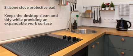 Silicone Stove Top Cover 71x50x0.2cm Heat Resistant Electric Cooktop Protector Mat for Kitchen Benchtop and Laundry Dark gray