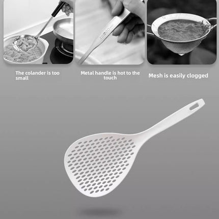 2 Pack Large Skimmer Slotted Spoon Colander Scoop - Long Handle Heat Resistant Food Strainer for Pasta, Noodles & Dumplings - White & Orange
