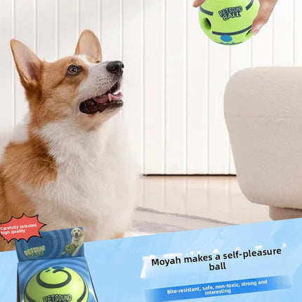2 Pack Interactive Dog Giggle Ball Set 11cm - Green Wobble Sound Toy & White Glow in the Dark Luminous Ball - No Batteries Required for Small to Medium Dogs