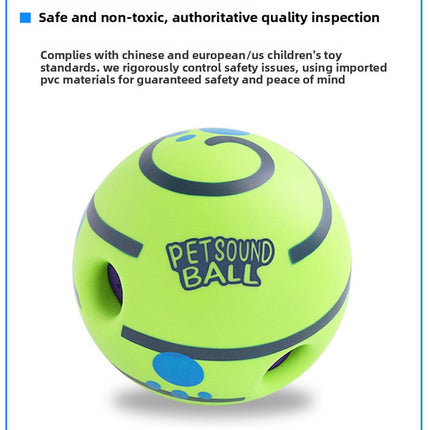 2 Pack Interactive Dog Giggle Ball Set 11cm - Green Wobble Sound Toy & White Glow in the Dark Luminous Ball - No Batteries Required for Small to Medium Dogs
