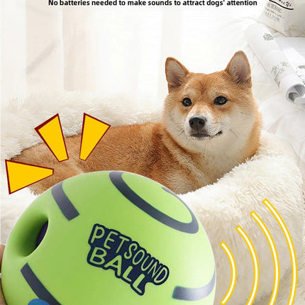 2 Pack Interactive Dog Giggle Ball Set 11cm - Green Wobble Sound Toy & White Glow in the Dark Luminous Ball - No Batteries Required for Small to Medium Dogs