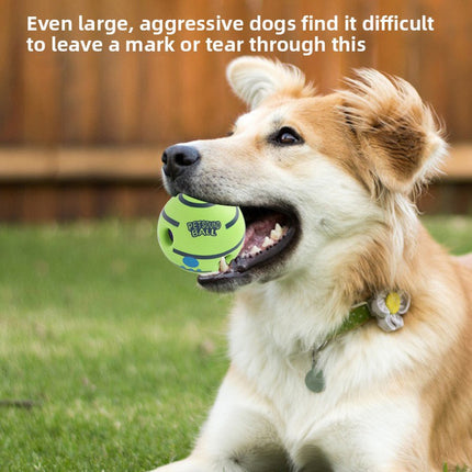 2 Pack Interactive Dog Giggle Ball Set 11cm - Green Wobble Sound Toy & White Glow in the Dark Luminous Ball - No Batteries Required for Small to Medium Dogs