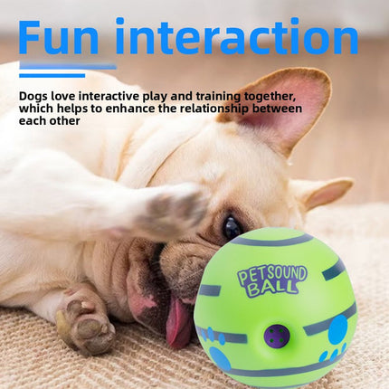2 Pack Interactive Dog Giggle Ball Set 11cm - Green Wobble Sound Toy & White Glow in the Dark Luminous Ball - No Batteries Required for Small to Medium Dogs