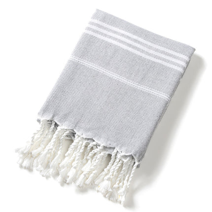 3 Pack Turkish Style Beach Towel Set 90x180cm - Quick Dry Lightweight Large Peshtemal Bath Sheet with Tassels - Emerald green, Light Gray & Pink