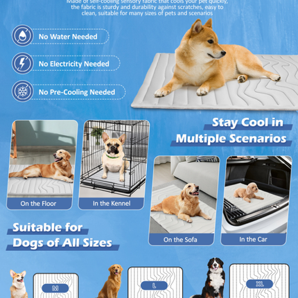 2 Pack Extra Large Dog Cooling Mat 150x101cm - Reversible Self Cooling & Warm Pet Bed Pad - Beige & Bipolar Blue Crate Liner for Giant Breeds up to 45kg