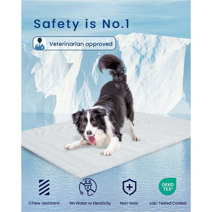 2 Pack Extra Large Dog Cooling Mat 150x101cm - Reversible Self Cooling & Warm Pet Bed Pad - Beige & Bipolar Blue Crate Liner for Giant Breeds up to 45kg