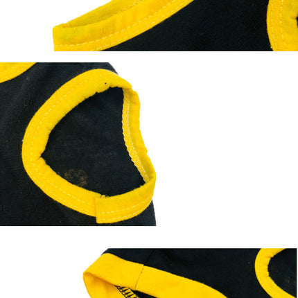 2 Pack Cotton Pet Vest with Security Print - Black with Yellow Trim & Pink with Black Trim - Breathable Summer Tank Top for Small Dogs Size S